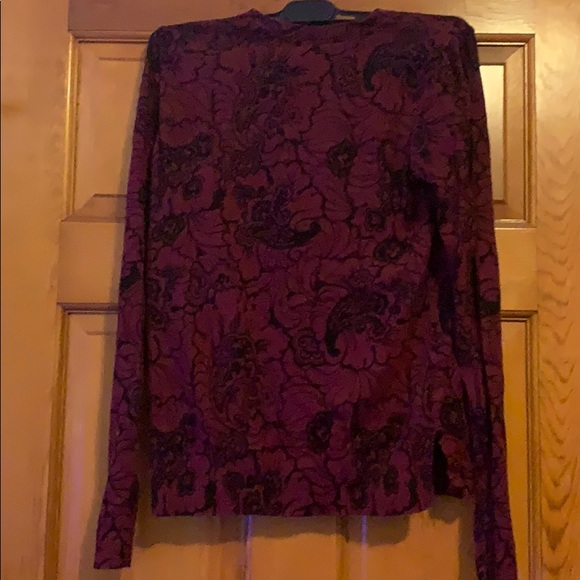 Small Loft Magenta and Black Floral Knit - Picture 3 of 3